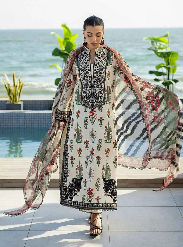 3PC Digital Printed Shamoze Silk Unstitched Dress