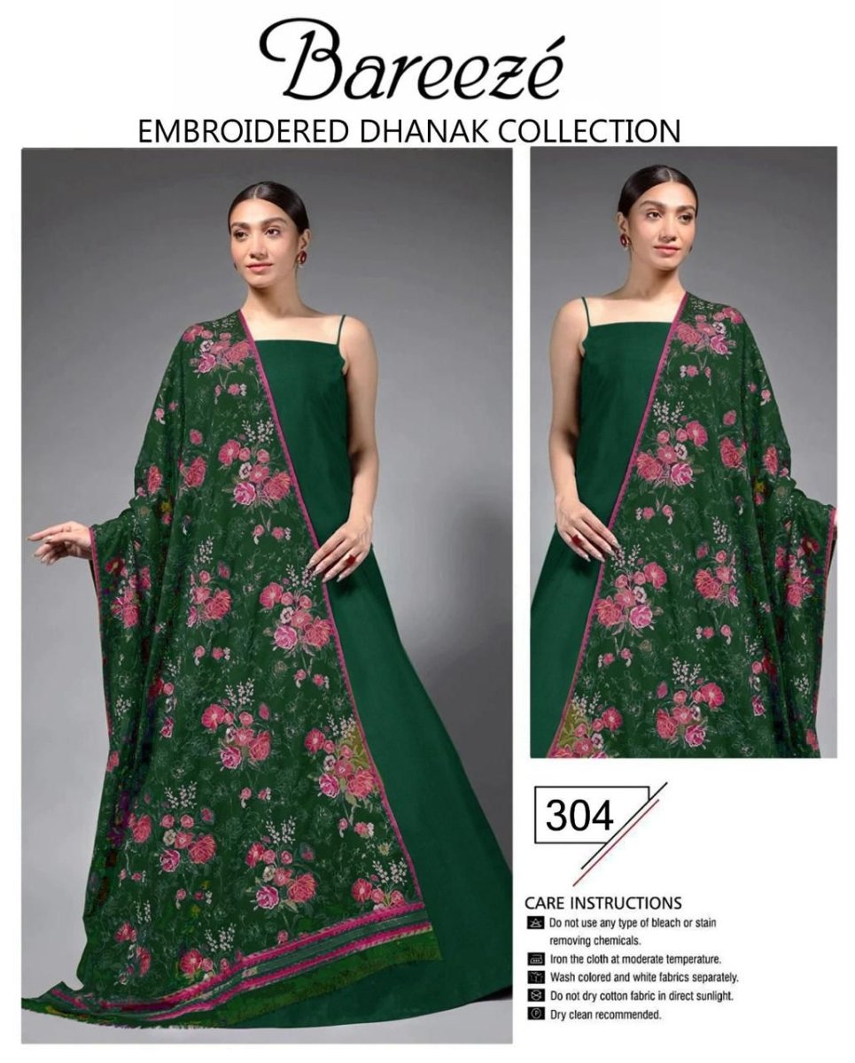 Bareeze Winter's 3PC Embroidered Dhanak Ensemble - 304 - RUBAB CLOSET