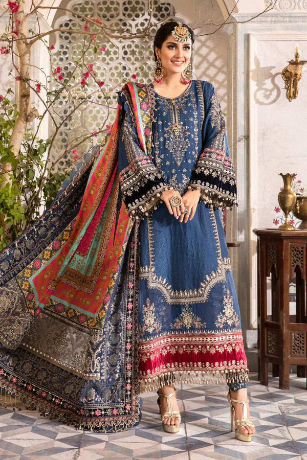 Maria.b 3 Piece Unstitched MBROIDERED - Midnight Blue (BD-2407)