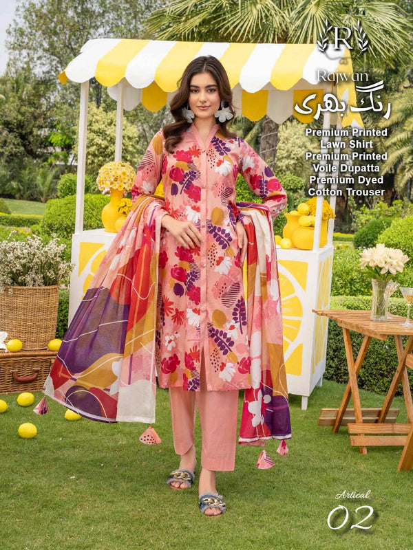 Rajwan 3PC Unstitched Premium Printed Lawn'25
