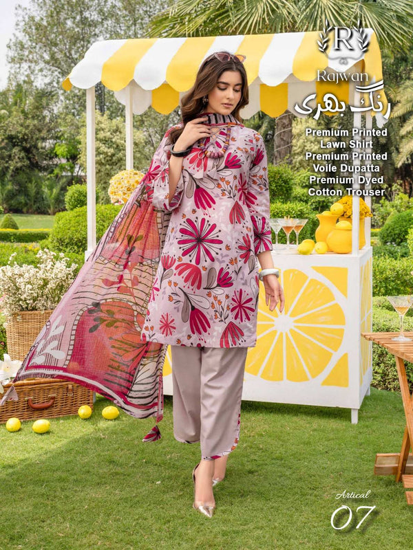 Rajwan 3PC Unstitched Premium Printed Lawn'25