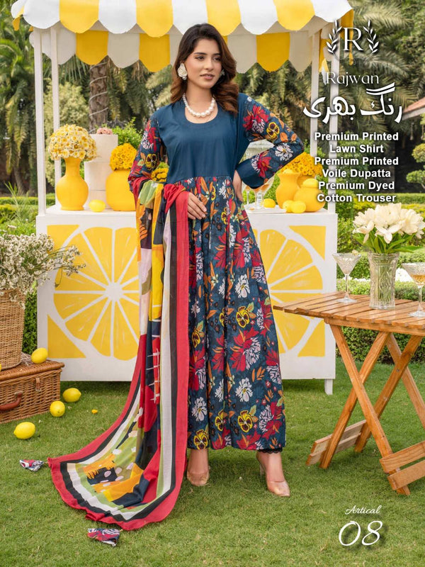 Rajwan 3PC Unstitched Premium Printed Lawn'25