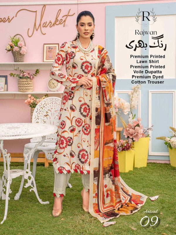 Rajwan 3PC Unstitched Premium Printed Lawn'25