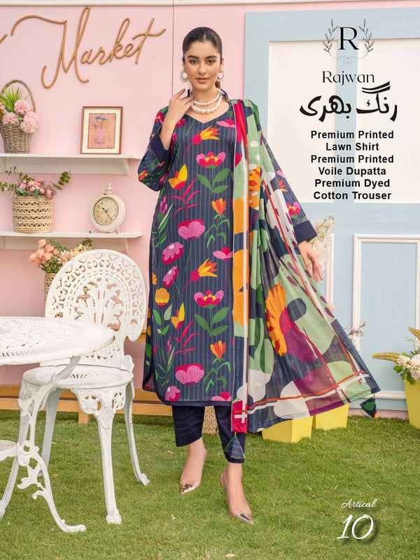 Rajwan 3PC Unstitched Premium Printed Lawn'25