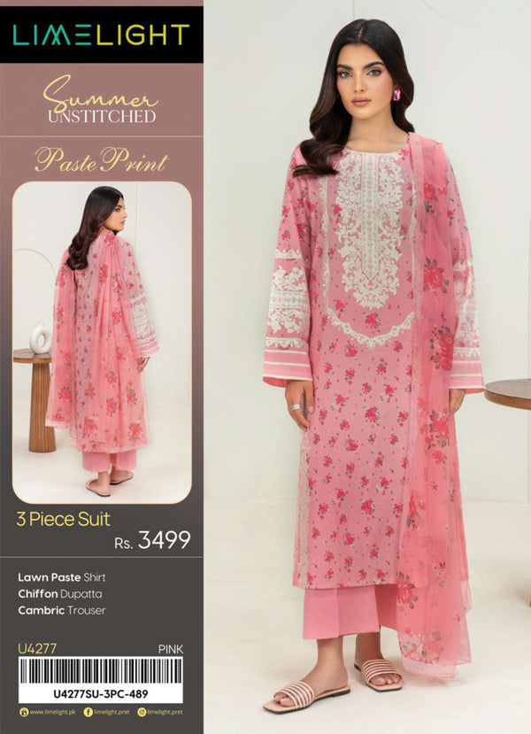 Limelight 3 Piece Lawn Suit-Printed Unstitched | U4277SU-3PC-489