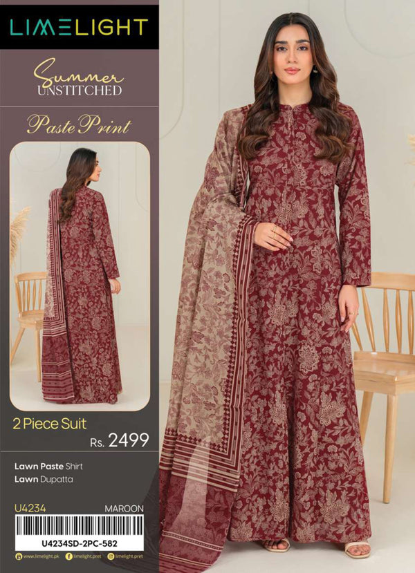 Limelight 2 Piece Lawn Suit-Paste Print Unstitched | U4234SD-2PC-582