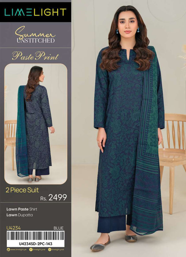 Limelight 2 Piece Lawn Suit-Paste Print Unstitched | U4234SD-2PC-143