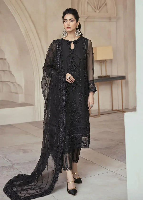 MUSHQ Luxury Wedding Edition – Hand Embellished Net 3PC Suit - Black