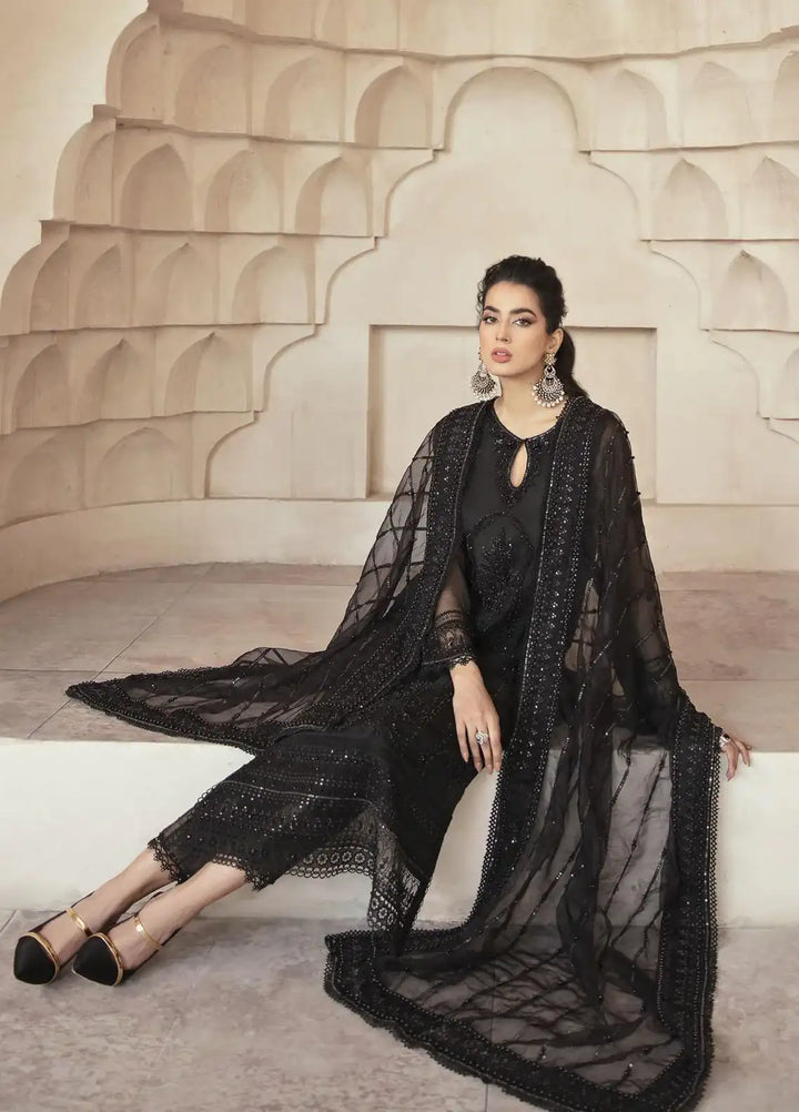 MUSHQ Luxury Wedding Edition – Hand Embellished Net 3PC Suit - Black