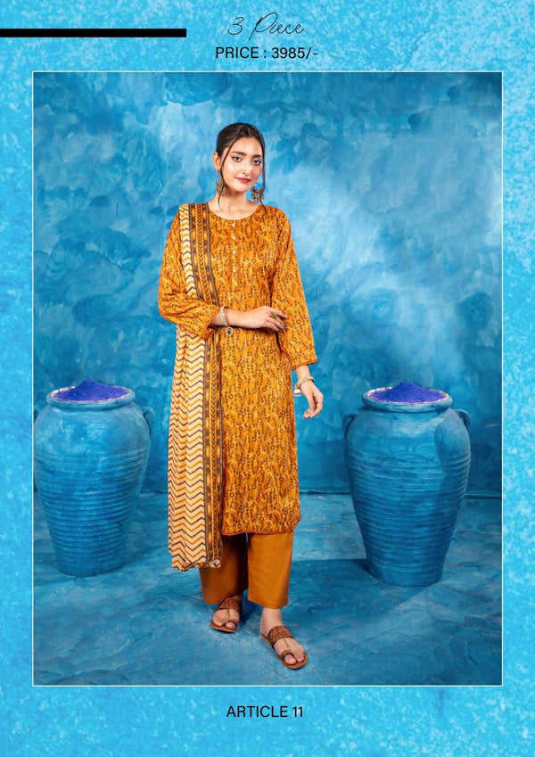 Zesh 3Pc AIRJET Unstitched Printed lawn '25