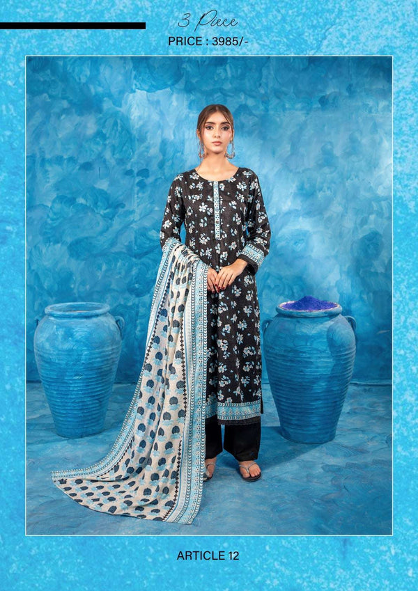 Zesh 3Pc AIRJET Unstitched Printed lawn '25