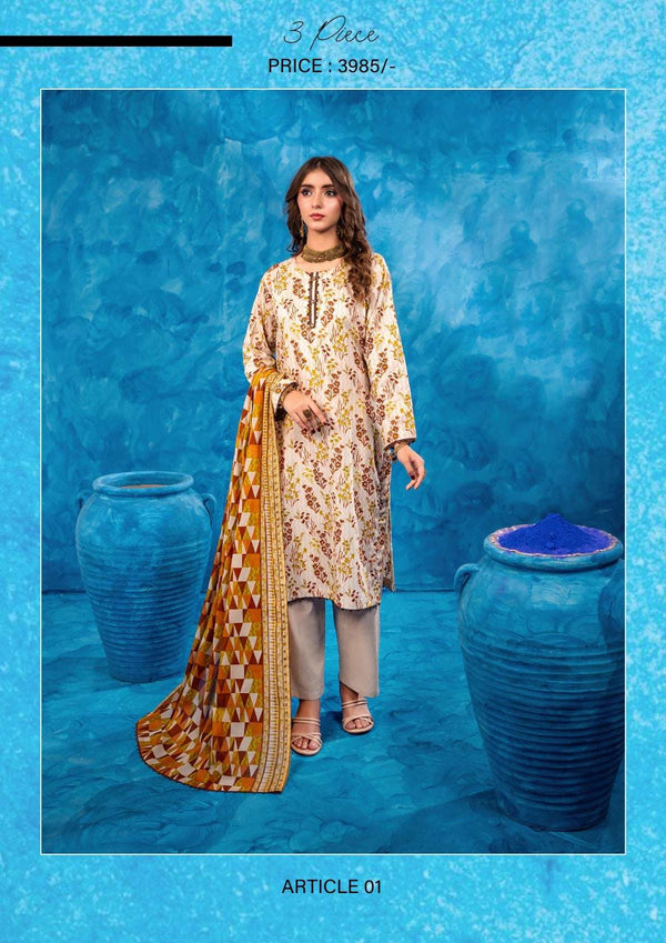 Zesh 3Pc AIRJET Unstitched Printed lawn '25