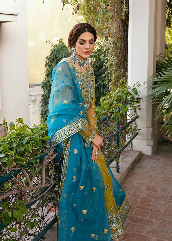 Heer’s Design 121 – Premium Organza & Malai Embroidered Ensemble - RUBAB CLOSET
