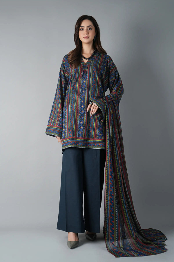 Bareeze 3PC Printed Slub Khaddar - PR2068