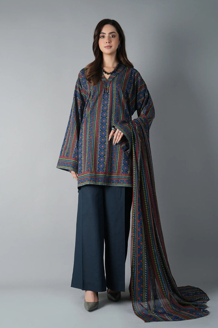Bareeze 3PC Printed Slub Khaddar - PR2068