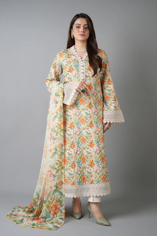 Bareeze 3PC Printed Slub Khaddar - PR2075