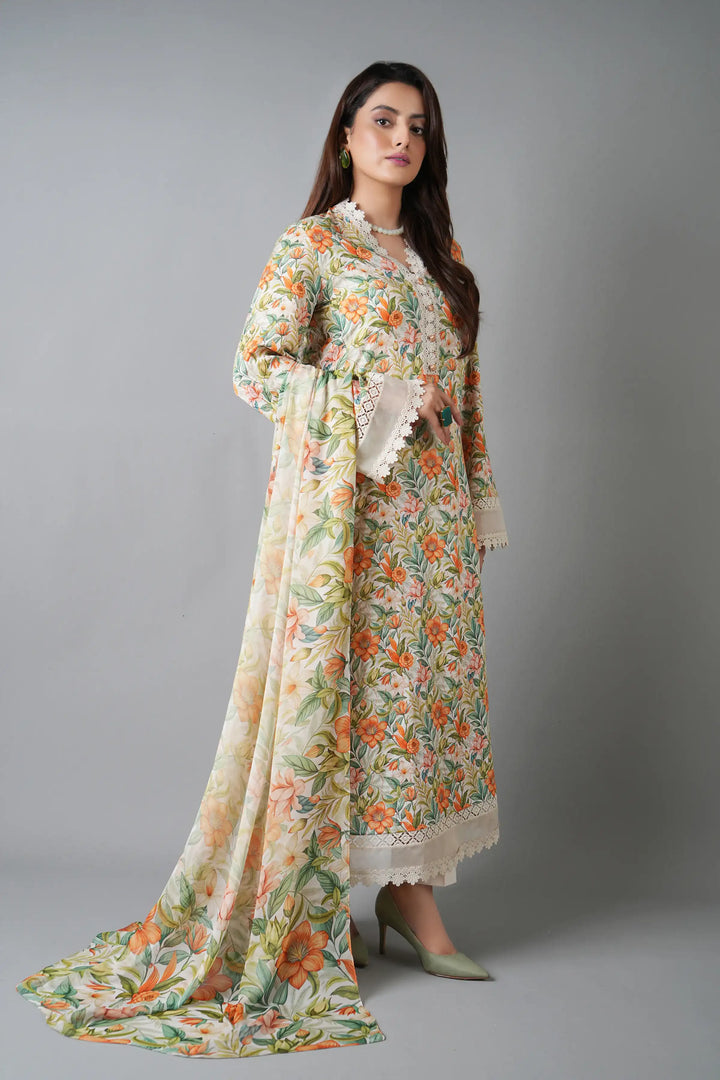 Bareeze 3PC Printed Slub Khaddar - PR2075