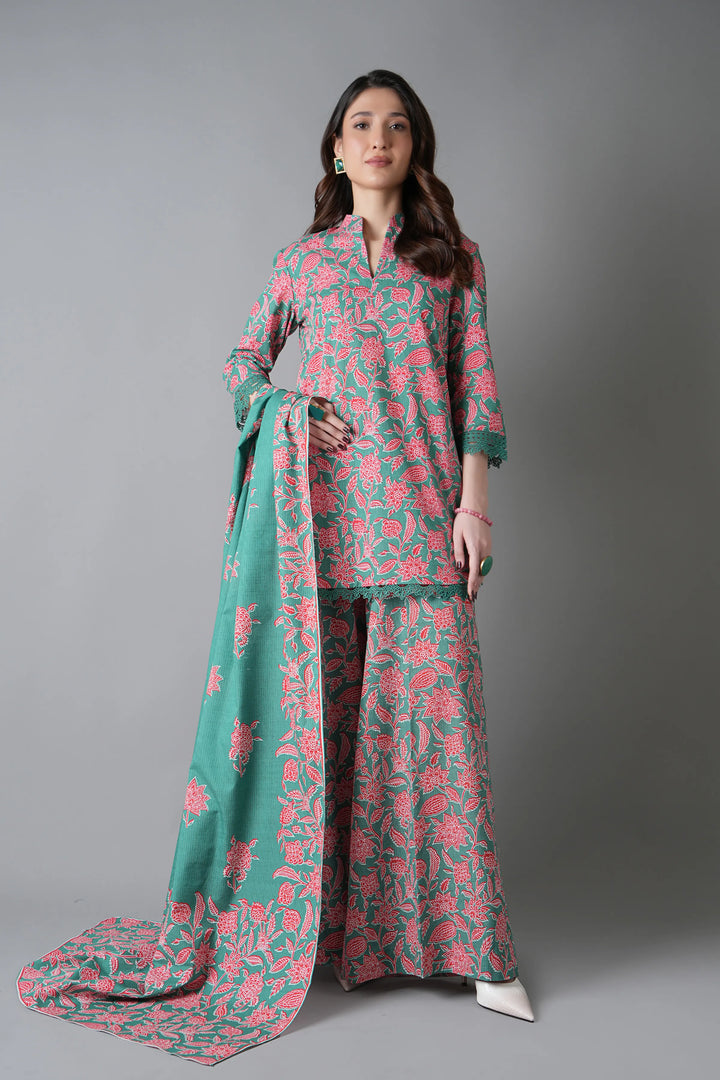 Bareeze 3PC Printed Slub Khaddar - PR2091 - RUBAB CLOSET