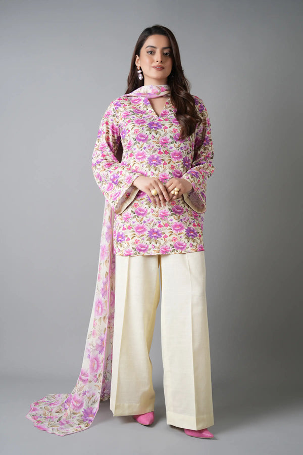 Bareeze 3PC Printed Slub Khaddar - PR2098