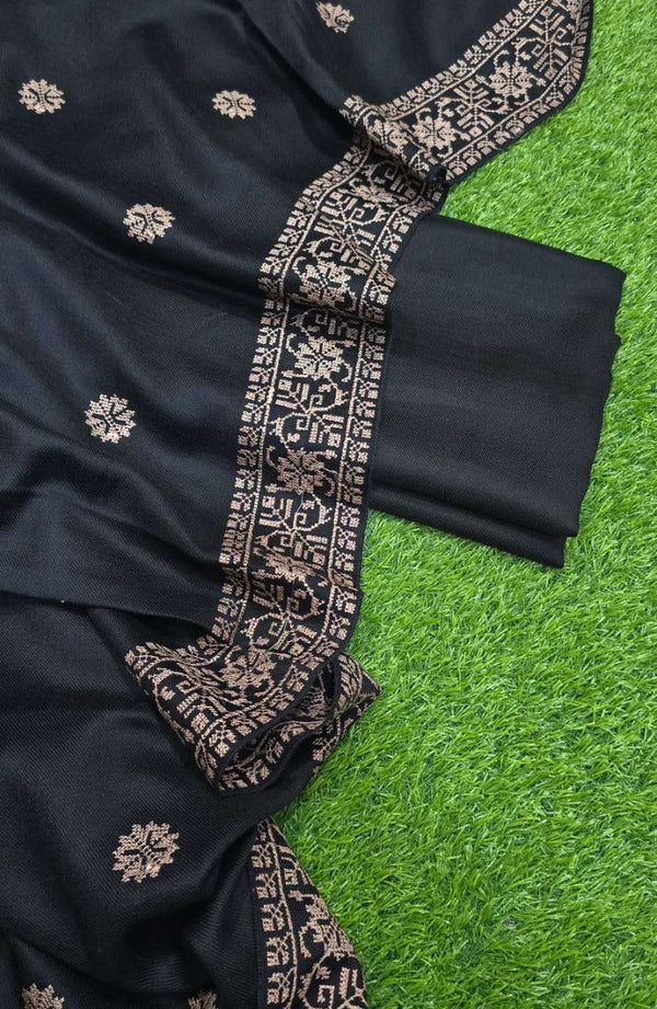 Original Pashmina Full Embroidered Shawl And Plan 2 pcs Pashmina suit– 3 Meter Shawl