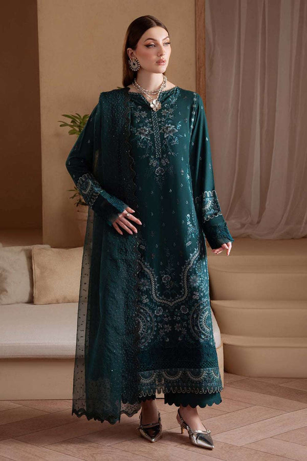 Nureh 3Pc Embroidered Karandi and Stich Embroidered Organza Dupatta Suite - NE_169