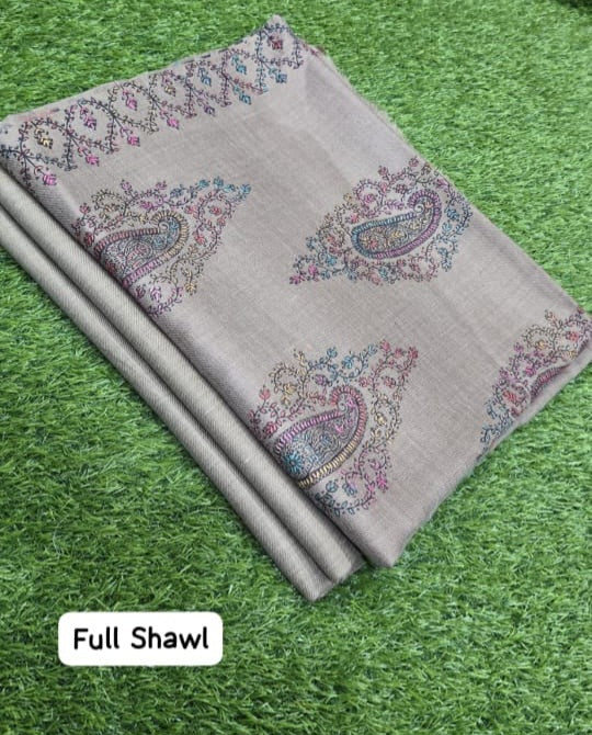 Original Pashmina Full Embroidered Shawl And Plan 2 pcs Pashmina suit– 3 Meter Shawl - RUBAB CLOSET