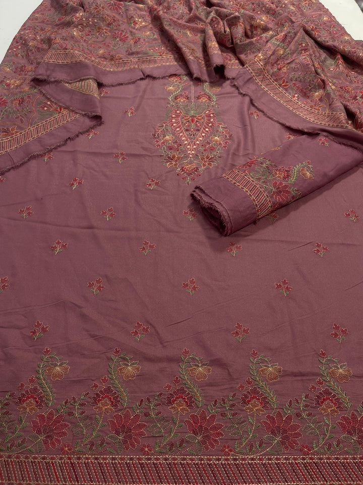 Bareeze 3PC Karandi Suit with SHAWL Embroidered  - Vol 80 - RUBAB CLOSET