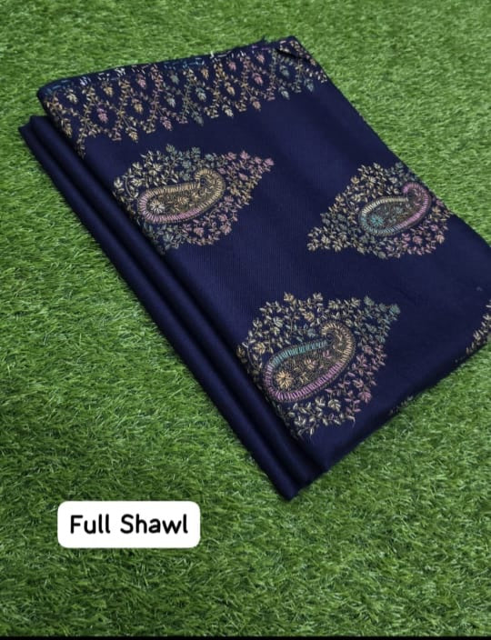 Original Pashmina Full Embroidered Shawl And Plan 2 pcs Pashmina suit– 3 Meter Shawl