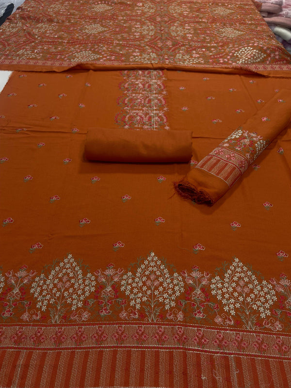 Bareeze 3PC Karandi Suit with SHAWL Embroidered  - Vol 80 - RUBAB CLOSET