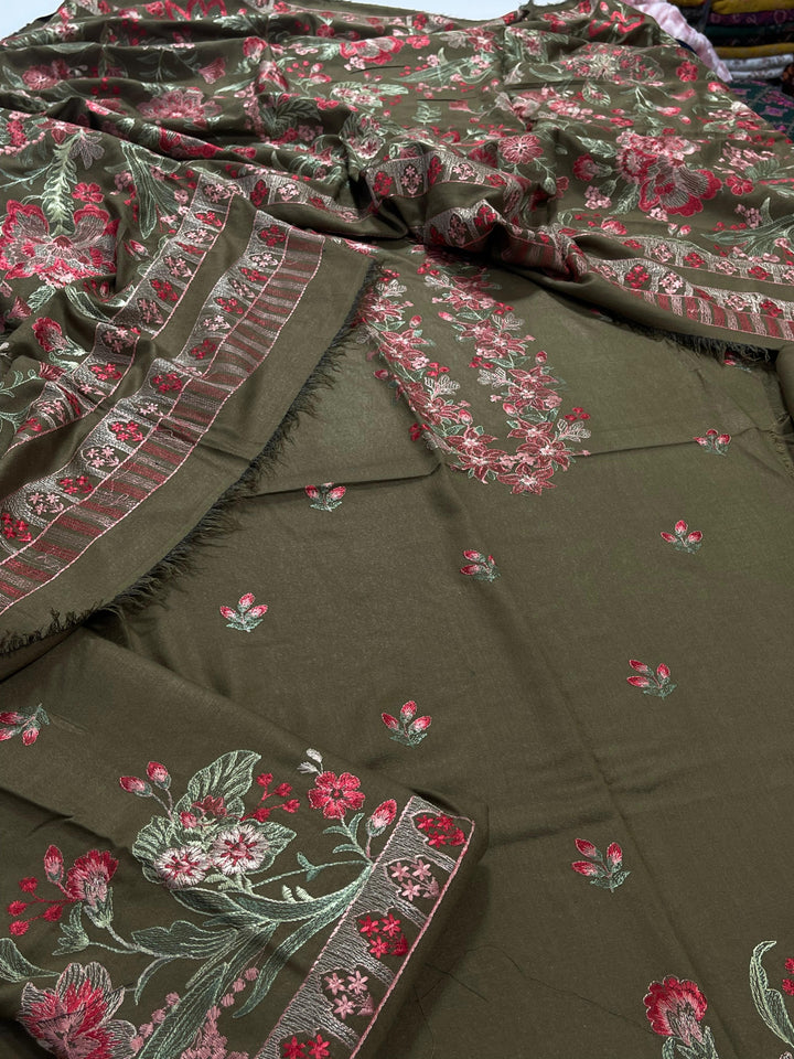 Bareeze 3PC Karandi Suit with SHAWL Embroidered  - Vol 80 - RUBAB CLOSET