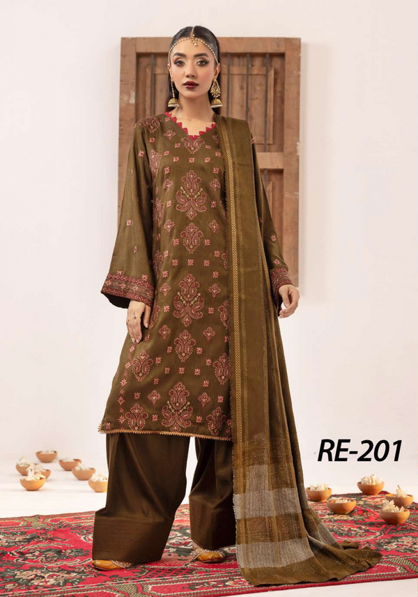 Riwayat By Khoobsurat Embroidered Peach Leather'25 - RE-201