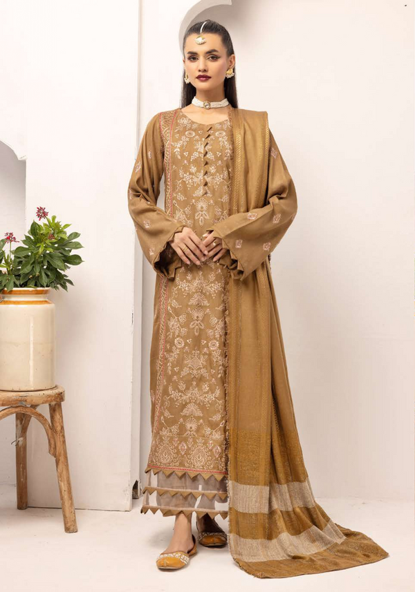 Riwayat By Khoobsurat Embroidered Peach Leather'25 - RE-207