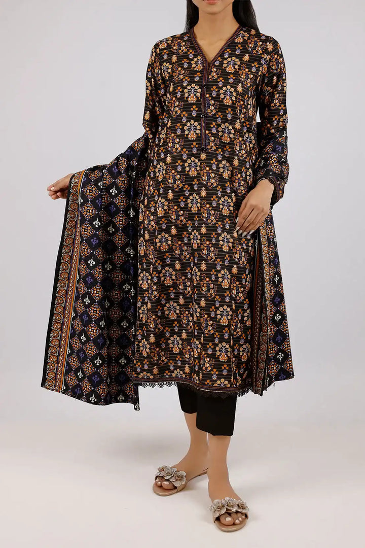 SAYA Unstitched Printed Jacquard Khaddar 3 Piece