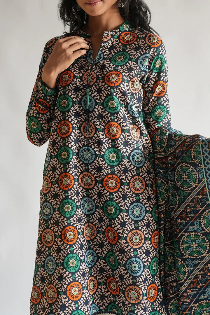 SAYA Unstitched Printed Jacquard Khaddar 3 Piece