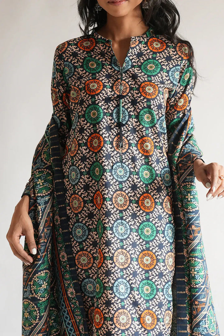 SAYA Unstitched Printed Jacquard Khaddar 3 Piece